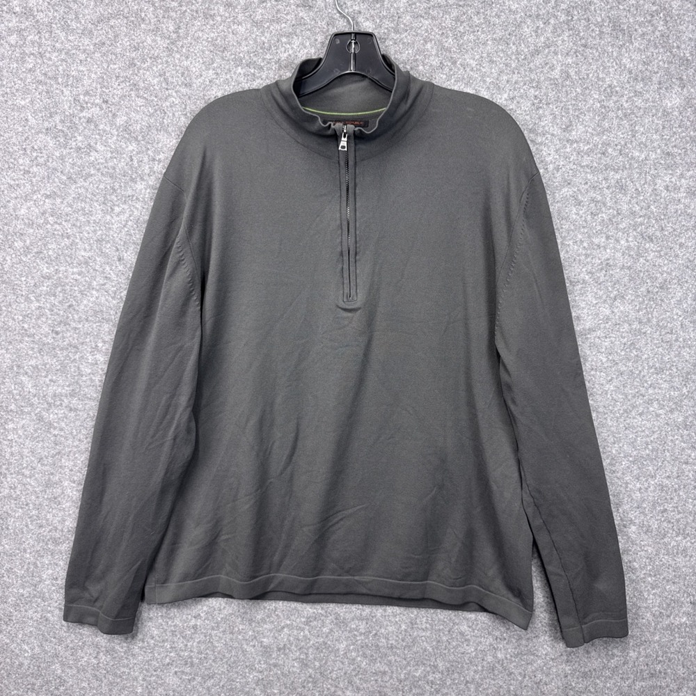 Banana Republic Quarter Zip Sweater XL Dark Gray Olefin Nylon Mock Neck Pullover
